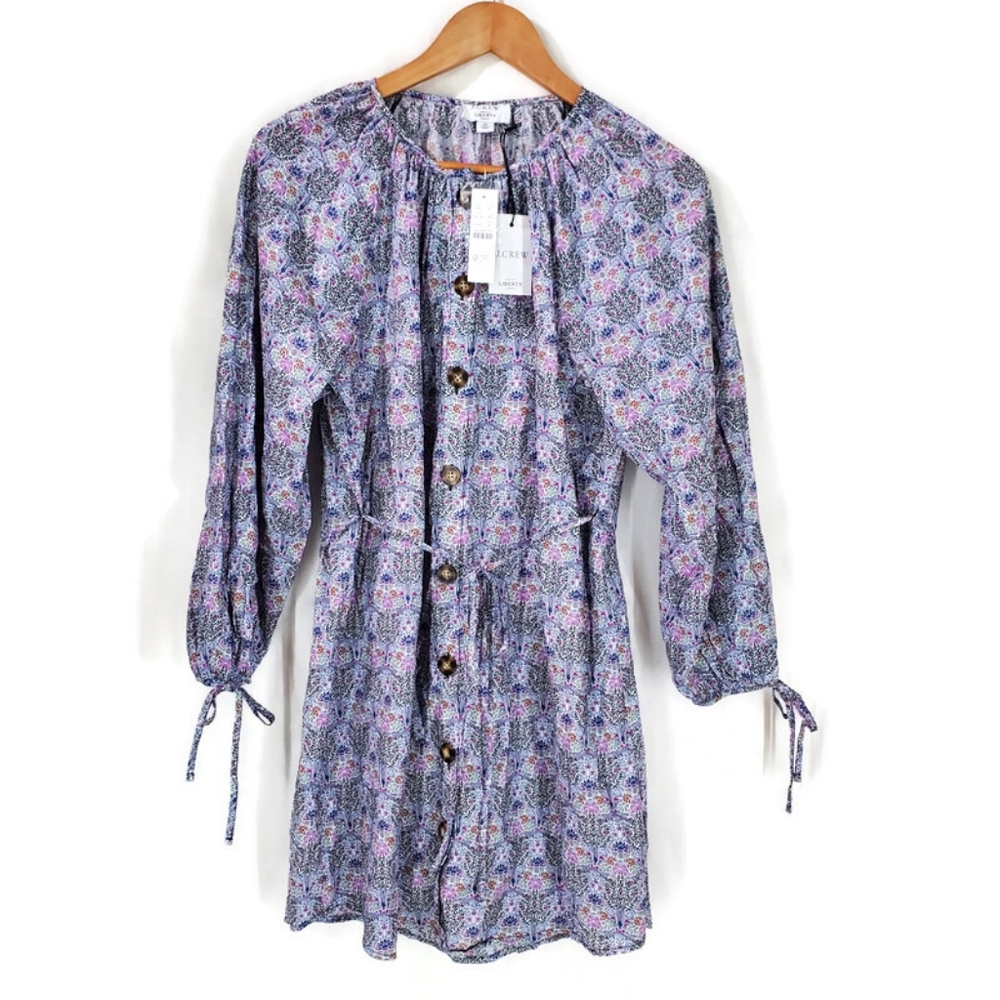 🆕️ J. Crew Liberty® Of London Fabric Button Front floral Shirt Dress Medium NWT - Picture 12 of 13